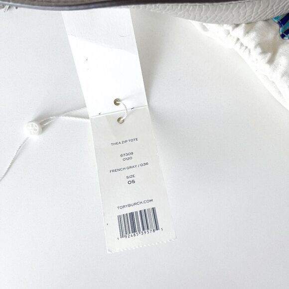 Tory Burch Womens Thea Zip Tote Bag With Tassel French Gray One Size Dust Bag - Picture 5 of 12